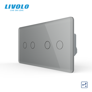 Smart touch switch LIVOLO 4 keys (2-2) gray 2.5D glass Wi-Fi
