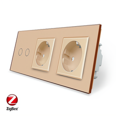 Smart ZigBee touch switch 2 gang 2 socket Livolo