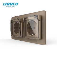 Розетка двойная влагозащищенная с крышкой Livolo