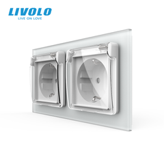 Розетка двойная влагозащищенная с крышкой Livolo