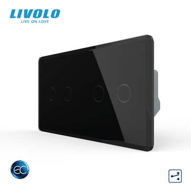 Smart touch switch LIVOLO 4 keys (2-2) black 2.5D glass Wi-Fi