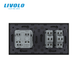 Non-latching double switch with LIVOLO socket, black frosted glass, 16A 230V, with grounding, protective shutters