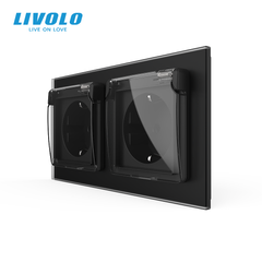 Розетка двойная влагозащищенная с крышкой Livolo