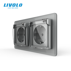 Розетка двойная влагозащищенная с крышкой Livolo