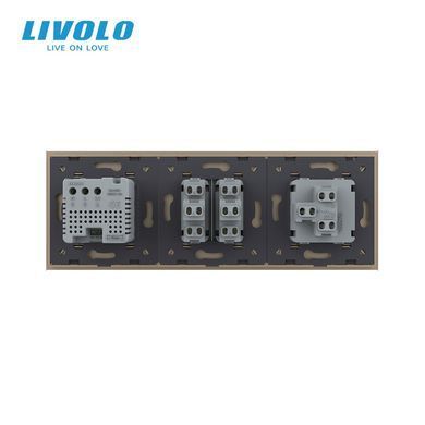 Терморегулятор LIVOLO для теплого пола, сенсорный + 3-клавишный выключатель универсальный (обычный/проходной) (1+2)