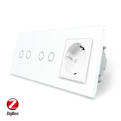 Smart ZigBee touch switch 4 gang 1 socket Livolo