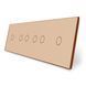 4-Gang Frame for two 1-touch and two 2-touch switches (1-2-2-1) LIVOLO, tempered glass, gold, 294&times;80 mm (VL-P701/02/02/01-8A)
