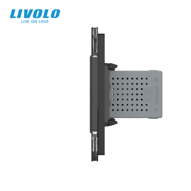 LIVOLO grounded power socket with 2 USB-A charging, 16 A, with glass frame