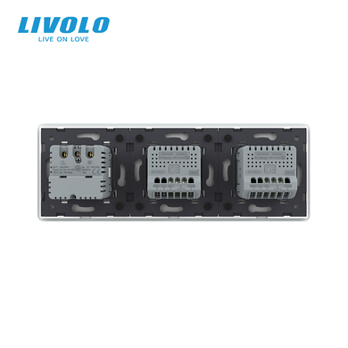 Умный сенсорный выключатель LIVOLO EC, 2 сенсора (1-1) + розетка с USB-C 18 Вт, 16 А, с заземлением