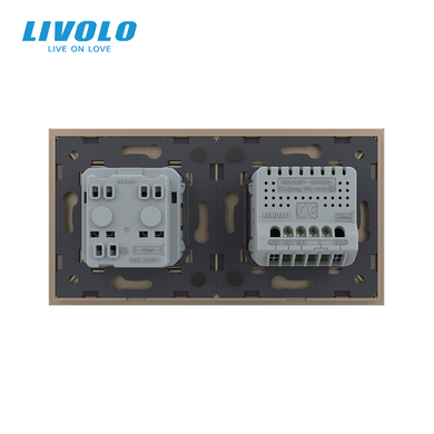 Smart EC touch switch 2 gang 1 socket Livolo