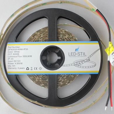 LED strip LED-STIL 6000K, 4.8 W, 2835, 60 pcs, IP33, 12V, 550LM