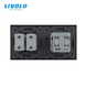 LIVOLO grounded power socket with 2 USB-A charging, 16 A, with glass frame