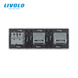 Умный сенсорный выключатель LIVOLO EC, 2 сенсора (1-1) + розетка с USB-C 18 Вт, 16 А, с заземлением