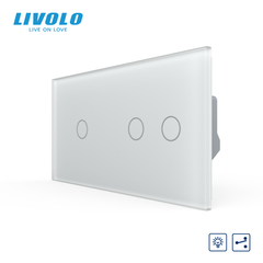 LIVOLO sensor-controlled dimmer, 3 sensors (1-2), frosted white, glass