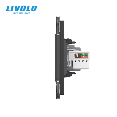 Розетка пятиместная комбинированная Силовая Интернет ТВ Livolo