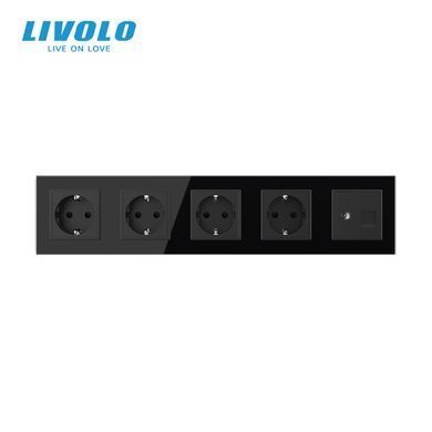 Розетка пятиместная комбинированная Силовая Интернет ТВ Livolo