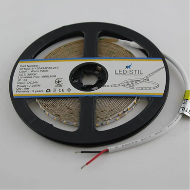 LED strip LED-STIL 3000K, 7.2 W, 2216, 120 pcs, IP33, 24V, 580LM