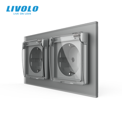 Розетка двойная влагозащищенная с крышкой Livolo