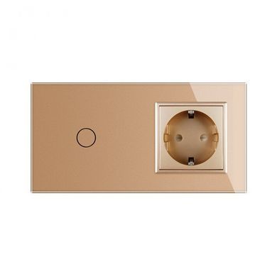 Розумний сенсорний ZigBee вимикач 1 сенсор 1 розетка Livolo золото скло (VL-C701Z/C7C1EU-13)