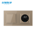 LIVOLO programmable touch thermostat for underfloor heating with 3 way switch, gold, glass