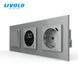 LIVOLO underfloor heating thermostat with 2-button switch and USB Type-C socket 18W, gray, glass