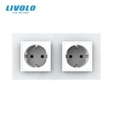 Розетка двойная с заземлением Livolo