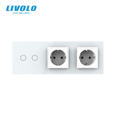 Сенсорний вимикач 2 сенсора 2 розетки Livolo