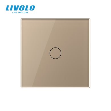 Бездротовий розумний сенсорний вимикач 1 сенсор Livolo золотий скло (VL-XR007-A)