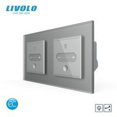 Smart sensor dimmer LIVOLO slider, 2 sensors (1-1), frosted gray, glass