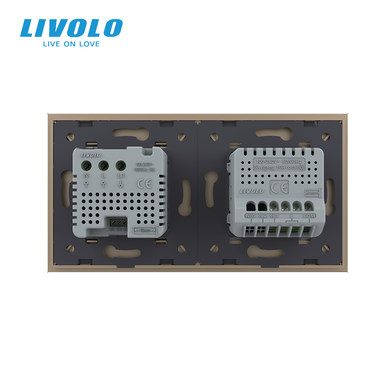 Розумний терморегулятор + прохідний вимикач LIVOLO, керування зі смартфона, білий, скляна рамка