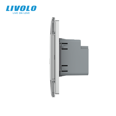 LIVOLO smart touch switch with USB-A + USB-C socket 36W gray 2.5D glass frame