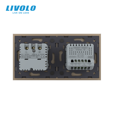Сенсорний димер LIVOLO, 2 сенсори + розетка з USB-C 18 Вт, 16 А, із заземленням