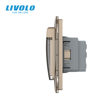 Multi-way touch light switch LIVOLO, 4 gangs (2-2) + socket with IP44 cover, 16 A, earthed