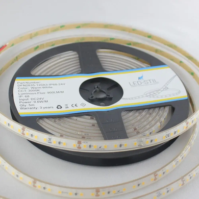 LED стрічка LED-STIL 3000K, 9,6 W, 2835, 120 шт, IP68, 24V, 900LM