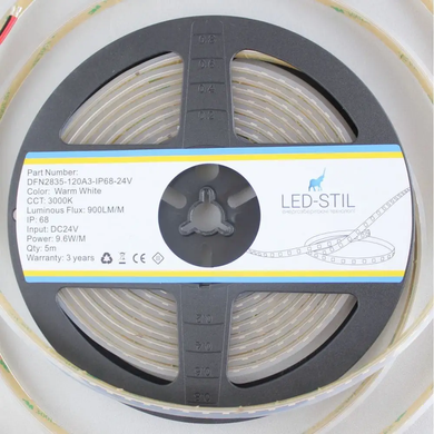 LED strip LED-STIL 3000K, 9.6 W, 2835, 120 pcs, IP68, 24V, 900LM