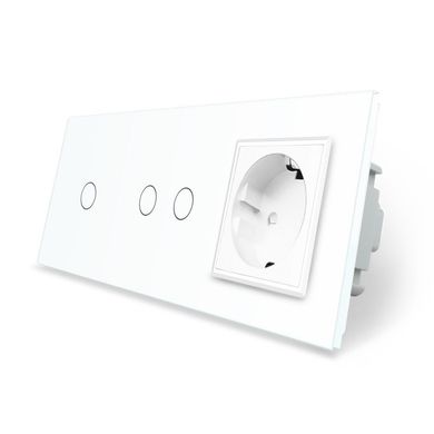 Touch switch 3 gang 1 socket Livolo