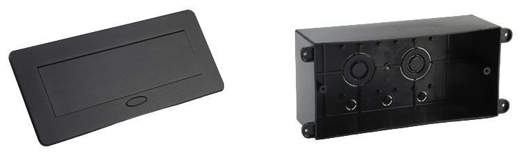Розетка мебельная двойная с USB-A и USB-C серый Livolo