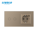 Сенсорний димер LIVOLO, 2 сенсори + розетка з USB-C 18 Вт, 16 А, із заземленням