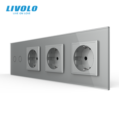 Сенсорний вимикач 2 сенсора 3 розетки Livolo