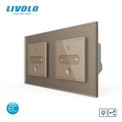 Smart sensor dimmer LIVOLO slider, 2 sensors (1-1), frosted gold, glass
