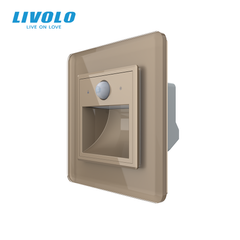 Управляющий светильник для лестницы LIVOLO с датчиком движения и освещенности, регулировкой яркости и цвета света, золотой, стеклянная рамка 2.5D, 220В