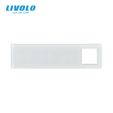 LIVOLO 4-post frame for 3 two-touch switches and sockets (2-2-2-0), glass, frosted white, 294&times;80 mm