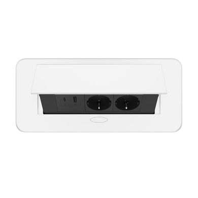 Double desktop socket with USB-A & USB-C white Livolo