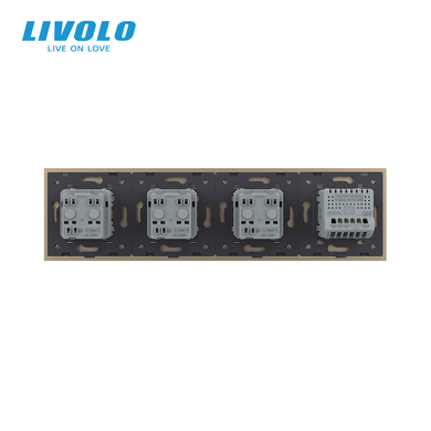 Touch light switch LIVOLO, 2 gangs + 3 sockets, 16 A, earthed
