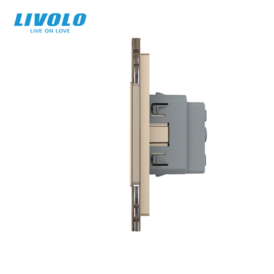 Touch light switch LIVOLO, 2 gangs + 3 sockets, 16 A, earthed