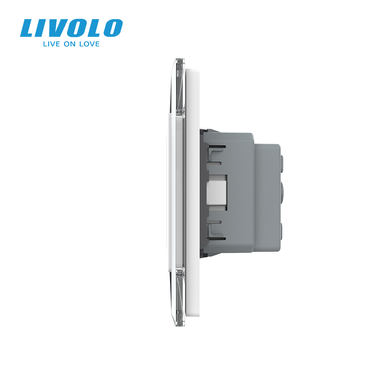 Двухклавишный выключатель с розеткой Livolo