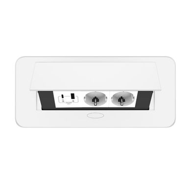 Double desktop socket with USB-A & USB-C white Livolo