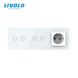 Two-way touch dimmer LIVOLO, 4 gangs (2-2) + socket, 16 A, earthed