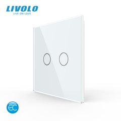 Wireless smart touch switch 2 sensors Livolo white glass (VL-XR008-W)