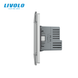 Touch light switch LIVOLO, 2 gangs + socket with USB-C 18 W, 16 A, earthed